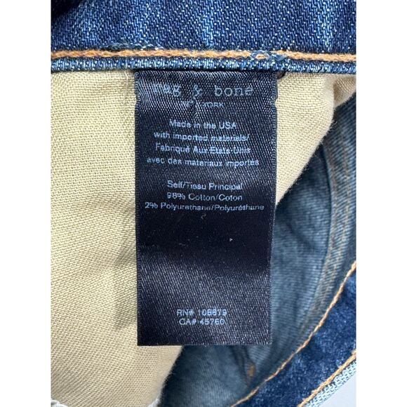 Rag & Bone Women's Metallic Ankle Straight Crop Blue Denim Jeans - 26 (27x27.5) - Picture 5 of 6